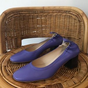 Everlane Leather Block Pump “Day Heel” - disc Blue